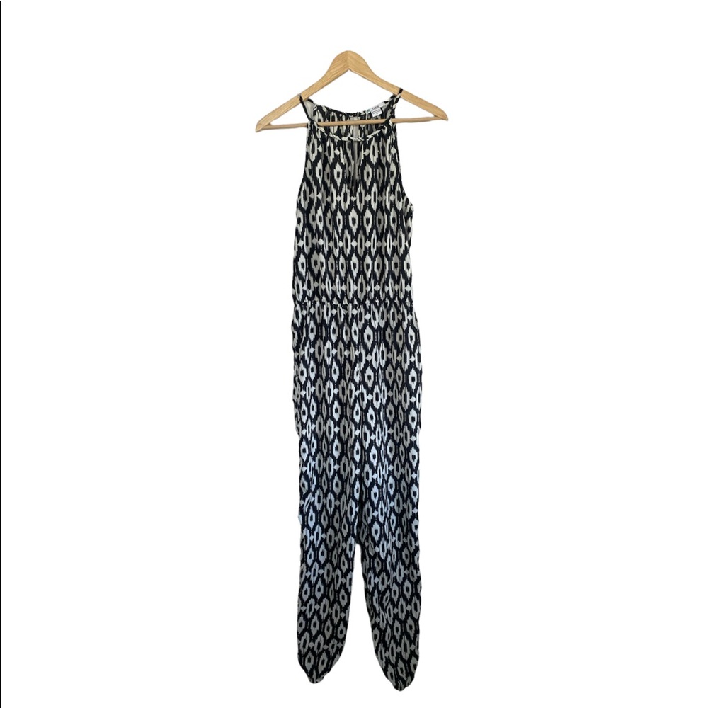 Bar III Jumpsuit Zebra Animal print pattern ikat frequencies black and white S